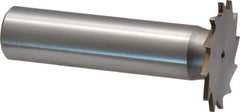 Made in USA - 1" Diam x 3/64" Face Width, High Speed Steel, 16 Teeth, Shank Connection Woodruff Keyseat Cutter - Uncoated, 2-3/16" OAL x 1/2" Shank, Straight Teeth - Exact Tool & Supply