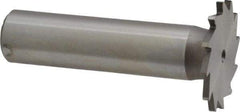 Made in USA - 1" Diam x 1/16" Face Width, High Speed Steel, 16 Teeth, Shank Connection Woodruff Keyseat Cutter - Uncoated, 2-3/16" OAL x 1/2" Shank, Straight Teeth - Exact Tool & Supply