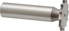 Made in USA - 1" Diam x 5/64" Face Width, High Speed Steel, 12 Teeth, Shank Connection Woodruff Keyseat Cutter - Uncoated, 2-3/16" OAL x 1/2" Shank, Straight Teeth - Exact Tool & Supply