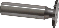 Made in USA - 1" Diam x 3/32" Face Width, High Speed Steel, 16 Teeth, Shank Connection Woodruff Keyseat Cutter - Uncoated, 2-3/16" OAL x 1/2" Shank, Straight Teeth - Exact Tool & Supply