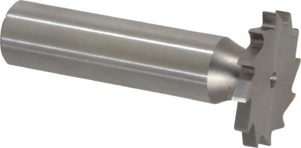 Made in USA - 1" Diam x 7/64" Face Width, High Speed Steel, 16 Teeth, Shank Connection Woodruff Keyseat Cutter - Uncoated, 2-3/16" OAL x 1/2" Shank, Straight Teeth - Exact Tool & Supply