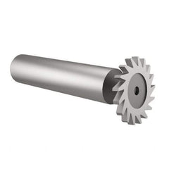 Made in USA - 1" Diam x 9/64" Face Width, High Speed Steel, 16 Teeth, Shank Connection Woodruff Keyseat Cutter - Uncoated, 2-3/16" OAL x 1/2" Shank, Straight Teeth - Exact Tool & Supply