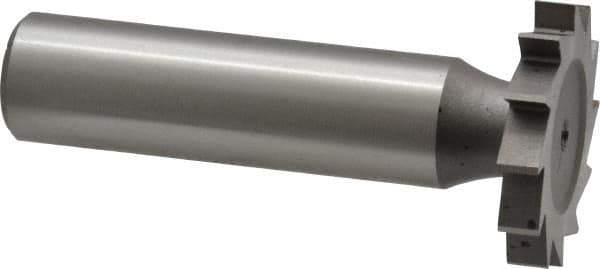 Made in USA - 1" Diam x 5/32" Face Width, High Speed Steel, 16 Teeth, Shank Connection Woodruff Keyseat Cutter - Uncoated, 2-3/16" OAL x 1/2" Shank, Straight Teeth - Exact Tool & Supply