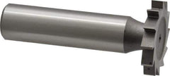 Made in USA - 1" Diam x 5/32" Face Width, High Speed Steel, 16 Teeth, Shank Connection Woodruff Keyseat Cutter - Uncoated, 2-3/16" OAL x 1/2" Shank, Straight Teeth - Exact Tool & Supply