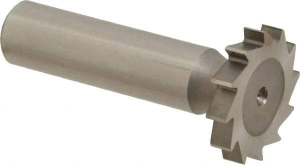 Made in USA - 1" Diam x 11/64" Face Width, High Speed Steel, 16 Teeth, Shank Connection Woodruff Keyseat Cutter - Uncoated, 2-3/16" OAL x 1/2" Shank, Straight Teeth - Exact Tool & Supply