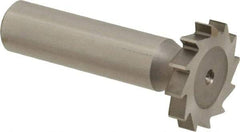 Made in USA - 1" Diam x 11/64" Face Width, High Speed Steel, 16 Teeth, Shank Connection Woodruff Keyseat Cutter - Uncoated, 2-3/16" OAL x 1/2" Shank, Straight Teeth - Exact Tool & Supply