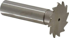 Made in USA - 1-1/8" Diam x 3/64" Face Width, High Speed Steel, 16 Teeth, Shank Connection Woodruff Keyseat Cutter - Uncoated, 2-3/16" OAL x 1/2" Shank, Straight Teeth - Exact Tool & Supply