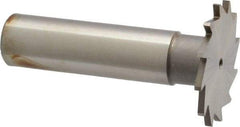 Made in USA - 1-1/8" Diam x 1/16" Face Width, High Speed Steel, 16 Teeth, Shank Connection Woodruff Keyseat Cutter - Uncoated, 2-3/16" OAL x 1/2" Shank, Straight Teeth - Exact Tool & Supply