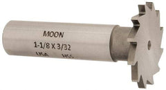 Made in USA - 1-1/8" Diam x 3/32" Face Width, High Speed Steel, 16 Teeth, Shank Connection Woodruff Keyseat Cutter - Uncoated, 2-3/16" OAL x 1/2" Shank, Straight Teeth - Exact Tool & Supply