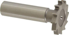 Made in USA - 1-1/8" Diam x 5/32" Face Width, High Speed Steel, 16 Teeth, Shank Connection Woodruff Keyseat Cutter - Uncoated, 2-3/16" OAL x 1/2" Shank, Straight Teeth - Exact Tool & Supply