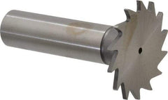Made in USA - 1-1/4" Diam x 1/16" Face Width, High Speed Steel, 18 Teeth, Shank Connection Woodruff Keyseat Cutter - Uncoated, 2-3/16" OAL x 1/2" Shank, Straight Teeth - Exact Tool & Supply