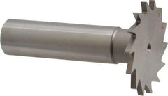 Made in USA - 1-1/4" Diam x 5/64" Face Width, High Speed Steel, 18 Teeth, Shank Connection Woodruff Keyseat Cutter - Uncoated, 2-3/16" OAL x 1/2" Shank, Straight Teeth - Exact Tool & Supply