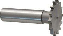 Made in USA - 1-1/4" Diam x 7/64" Face Width, High Speed Steel, 18 Teeth, Shank Connection Woodruff Keyseat Cutter - Uncoated, 2-3/16" OAL x 1/2" Shank, Straight Teeth - Exact Tool & Supply