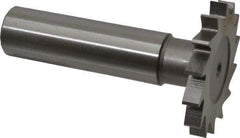 Made in USA - 1-1/4" Diam x 5/32" Face Width, High Speed Steel, 18 Teeth, Shank Connection Woodruff Keyseat Cutter - Uncoated, 2-3/16" OAL x 1/2" Shank, Straight Teeth - Exact Tool & Supply
