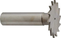 Made in USA - 1-3/8" Diam x 1/16" Face Width, High Speed Steel, 18 Teeth, Shank Connection Woodruff Keyseat Cutter - Uncoated, 2-1/4" OAL x 1/2" Shank, Straight Teeth - Exact Tool & Supply