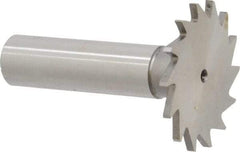 Made in USA - 1-3/8" Diam x 5/64" Face Width, High Speed Steel, 18 Teeth, Shank Connection Woodruff Keyseat Cutter - Uncoated, 2-1/4" OAL x 1/2" Shank, Straight Teeth - Exact Tool & Supply