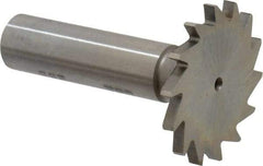 Made in USA - 1-3/8" Diam x 7/64" Face Width, High Speed Steel, 14 Teeth, Shank Connection Woodruff Keyseat Cutter - Uncoated, 2-1/4" OAL x 1/2" Shank, Straight Teeth - Exact Tool & Supply