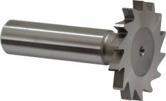 Made in USA - 1-3/8" Diam x 5/32" Face Width, High Speed Steel, 18 Teeth, Shank Connection Woodruff Keyseat Cutter - Uncoated, 2-1/4" OAL x 1/2" Shank, Straight Teeth - Exact Tool & Supply