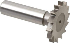 Made in USA - 1-3/8" Diam x 11/64" Face Width, High Speed Steel, 18 Teeth, Shank Connection Woodruff Keyseat Cutter - Uncoated, 2-1/4" OAL x 1/2" Shank, Straight Teeth - Exact Tool & Supply
