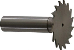 Made in USA - 1-1/2" Diam x 3/64" Face Width, High Speed Steel, 20 Teeth, Shank Connection Woodruff Keyseat Cutter - Uncoated, 2-1/4" OAL x 1/2" Shank, Straight Teeth - Exact Tool & Supply