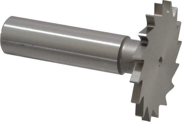 Made in USA - 1-1/2" Diam x 7/64" Face Width, High Speed Steel, 20 Teeth, Shank Connection Woodruff Keyseat Cutter - Uncoated, 2-1/4" OAL x 1/2" Shank, Straight Teeth - Exact Tool & Supply