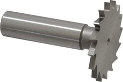 Made in USA - 1-1/2" Diam x 7/64" Face Width, High Speed Steel, 20 Teeth, Shank Connection Woodruff Keyseat Cutter - Uncoated, 2-1/4" OAL x 1/2" Shank, Straight Teeth - Exact Tool & Supply
