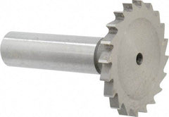 Made in USA - 1-1/2" Diam x 9/64" Face Width, High Speed Steel, 20 Teeth, Shank Connection Woodruff Keyseat Cutter - Uncoated, 2-1/4" OAL x 1/2" Shank, Straight Teeth - Exact Tool & Supply