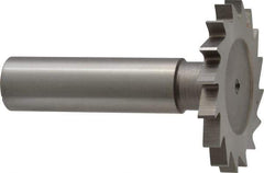 Made in USA - 1-1/2" Diam x 5/32" Face Width, High Speed Steel, 20 Teeth, Shank Connection Woodruff Keyseat Cutter - Uncoated, 2-1/4" OAL x 1/2" Shank, Straight Teeth - Exact Tool & Supply