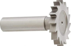 Made in USA - 1-1/2" Diam x 7/32" Face Width, High Speed Steel, 20 Teeth, Shank Connection Woodruff Keyseat Cutter - Uncoated, 2-1/4" OAL x 1/2" Shank, Straight Teeth - Exact Tool & Supply