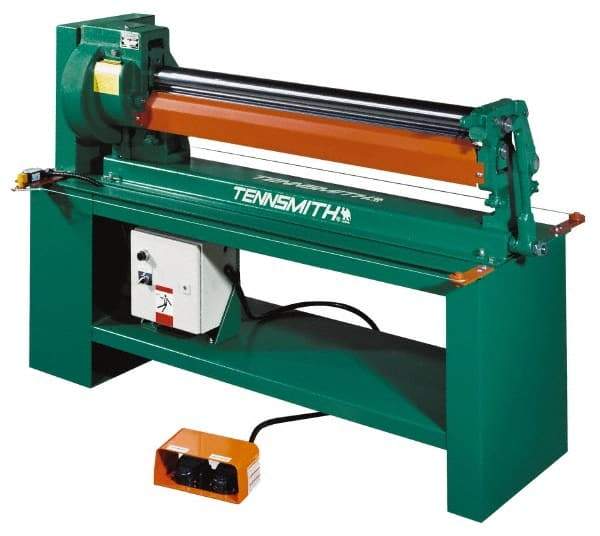 Tennsmith - 20 Gauge Max Stainless Steel Capacity, 49 Inch Max Forming Width, Floor Machine, Electric Slip Roll - 3/4 hp, 77 Inch Overall Width, x 50 Inch Overall Height, 3 Inch Slip Roll Diameter, 3/8, 1/2, 5/8 Inch Wire Groove Width, 230/460 Voltage - Exact Tool & Supply