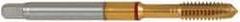 Guhring - M10x1.50 Metric Coarse, 3 Flute, TiN Finish, Powdered Metal Spiral Point Tap - Plug Chamfer, Right Hand Thread, 100mm OAL, 0.381" Shank Diam, 6H Class of Fit, Series 4122 - Exact Tool & Supply