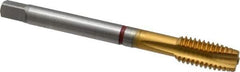 Guhring - 7/16-14 UNC, 3 Flute, TiN Finish, Powdered Metal Spiral Point Tap - Plug Chamfer, Right Hand Thread, 3-15/16" OAL, 7/8" Thread Length, 0.323" Shank Diam, 2B Class of Fit, Series 3992 - Exact Tool & Supply