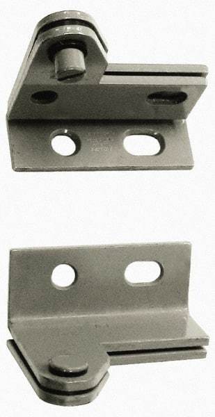 Stanley - 1-1/2" Long x 1.06" Wide x 11/84" Thick, Satin Chrome Finish Steel, Right Hand Wardrobe Pivot Hinge - 1/4" Pin Diam, 4 Holes, 1-1/8 Min Door Thickness, 75 Lb Capacity, 1" Leaf Height - Exact Tool & Supply