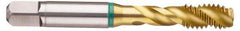 Guhring - 1/4-28 UNF, 3 Flute, 40° Helix, Modified Bottoming Chamfer, TiN Finish, Cobalt Spiral Flute STI Tap - Right Hand Flute, 2.72" OAL, 0.272" Shank Diam, 3B Class of Fit, Series 3989 - Exact Tool & Supply