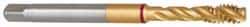 Guhring - M12x1.75 Metric Coarse 3 Flute 6H Modified Bottoming Spiral Flute Tap - Powdered Metal, TiN Finish, 110mm OAL, Right Hand Flute, Right Hand Thread, Series 4120 - Exact Tool & Supply