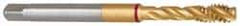 Guhring - M12x1.75 Metric Coarse 3 Flute 6H Modified Bottoming Spiral Flute Tap - Powdered Metal, TiN Finish, 110mm OAL, Right Hand Flute, Right Hand Thread, Series 4120 - Exact Tool & Supply