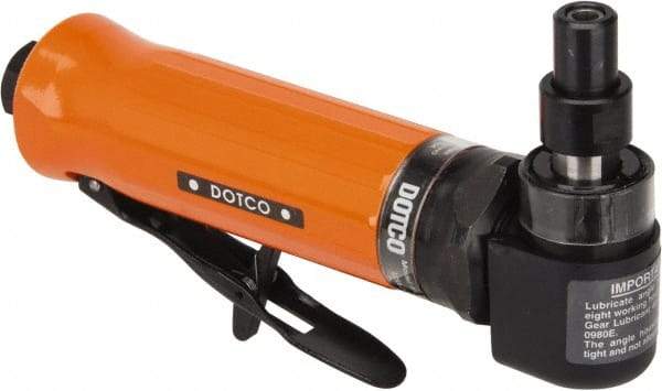 Dotco - 1/4" Collet, Angle Handle, Air Angle Die Grinder - 20,000 RPM, Rear Exhaust, 23 CFM, 0.4 hp, 90 psi, 1/4" Inlet - Exact Tool & Supply