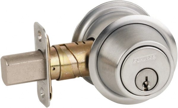 Schlage - 1-3/8 to 1-3/4" Door Thickness, Satin Chrome Finish, Double Cylinder Deadbolt - Exact Tool & Supply