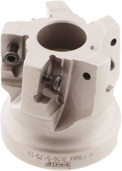 Iscar - 5 Inserts, 1-1/2" Cut Diam, 3/4" Arbor Diam, 1/2" Max Depth of Cut, Indexable Square-Shoulder Face Mill - 0/90° Lead Angle, 1-1/2" High, 3M AXKT 1304 Insert Compatibility, Series Mill2000 - Exact Tool & Supply