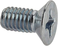 Value Collection - M6x1.00 Metric Coarse, 12mm OAL Phillips Drive Machine Screw - Flat Head, Grade 4.8 Steel, Zinc-Plated Finish, Without Washer - Exact Tool & Supply