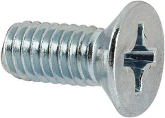 Value Collection - M6x1.00 Metric Coarse, 14mm OAL Phillips Drive Machine Screw - Flat Head, Grade 4.8 Steel, Zinc-Plated Finish, Without Washer - Exact Tool & Supply
