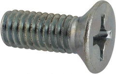 Value Collection - M6x1.00 Metric Coarse, 16mm OAL Phillips Drive Machine Screw - Flat Head, Grade 4.8 Steel, Zinc-Plated Finish, Without Washer - Exact Tool & Supply