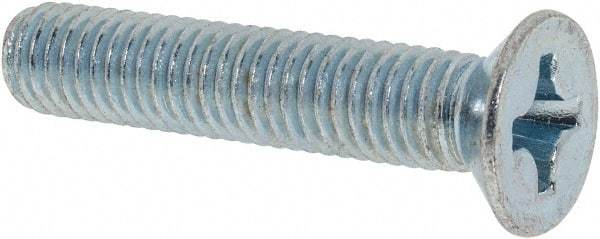 Value Collection - M8x1.25 Metric Coarse, 40mm OAL Phillips Drive Machine Screw - Flat Head, Grade 4.8 Steel, Zinc-Plated Finish, Without Washer - Exact Tool & Supply