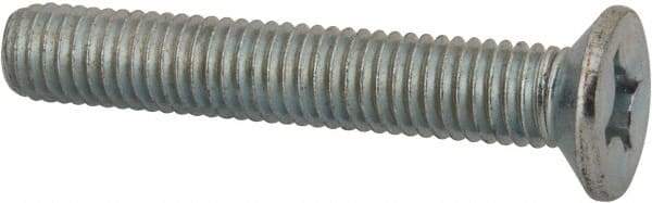Value Collection - M8x1.25 Metric Coarse, 50mm OAL Phillips Drive Machine Screw - Flat Head, Grade 4.8 Steel, Zinc-Plated Finish, Without Washer - Exact Tool & Supply