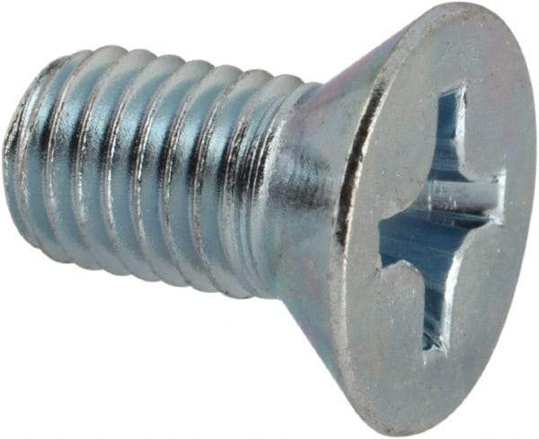 Value Collection - 1/4-28 UNF, 1/2" OAL Phillips Drive Machine Screw - Flat Head, Grade J82 Steel, Zinc-Plated Finish, Without Washer - Exact Tool & Supply