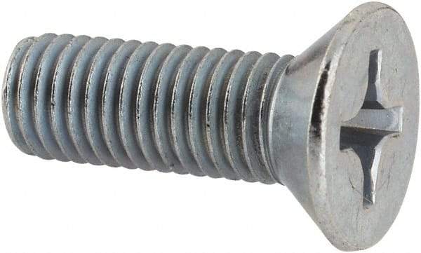 Value Collection - 1/4-28 UNF, 3/4" OAL Phillips Drive Machine Screw - Flat Head, Grade J82 Steel, Zinc-Plated Finish, Without Washer - Exact Tool & Supply