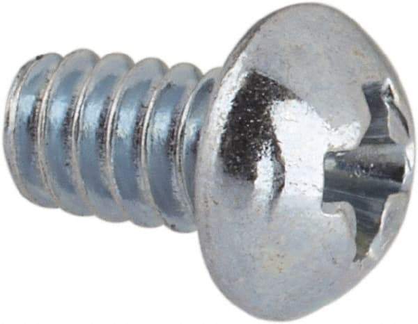 Value Collection - #4-40 UNC, 3/16" Length Under Head Phillips Drive Machine Screw - Round Head, Grade J82 Steel, Zinc-Plated Finish, Without Washer - Exact Tool & Supply