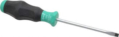Wera - 198mm OAL Standard Slotted Screwdriver - 100mm Blade Length, Round Shank, Ergonomic Handle - Exact Tool & Supply