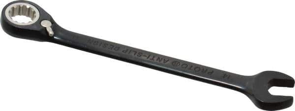 Proto - 14mm 12 Point Combination Wrench - 15° Head Angle, 7-1/2" OAL, Steel, Black Chrome Finish - Exact Tool & Supply