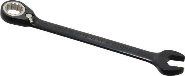 Proto - 15mm 12 Point Combination Wrench - 15° Head Angle, 7-7/8" OAL, Steel, Black Chrome Finish - Exact Tool & Supply